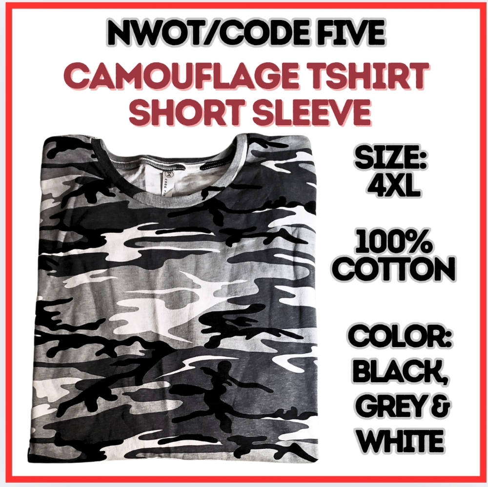 🔥NWOT/CAMOUFLAGE SHORT SLEEVE TSHIRT/4XL